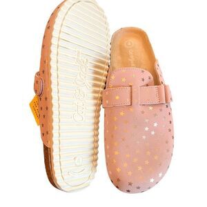 Cat & Jack Perry Pink Gold Star Faux‎ Leather Sandals Marley Size 4 NWT